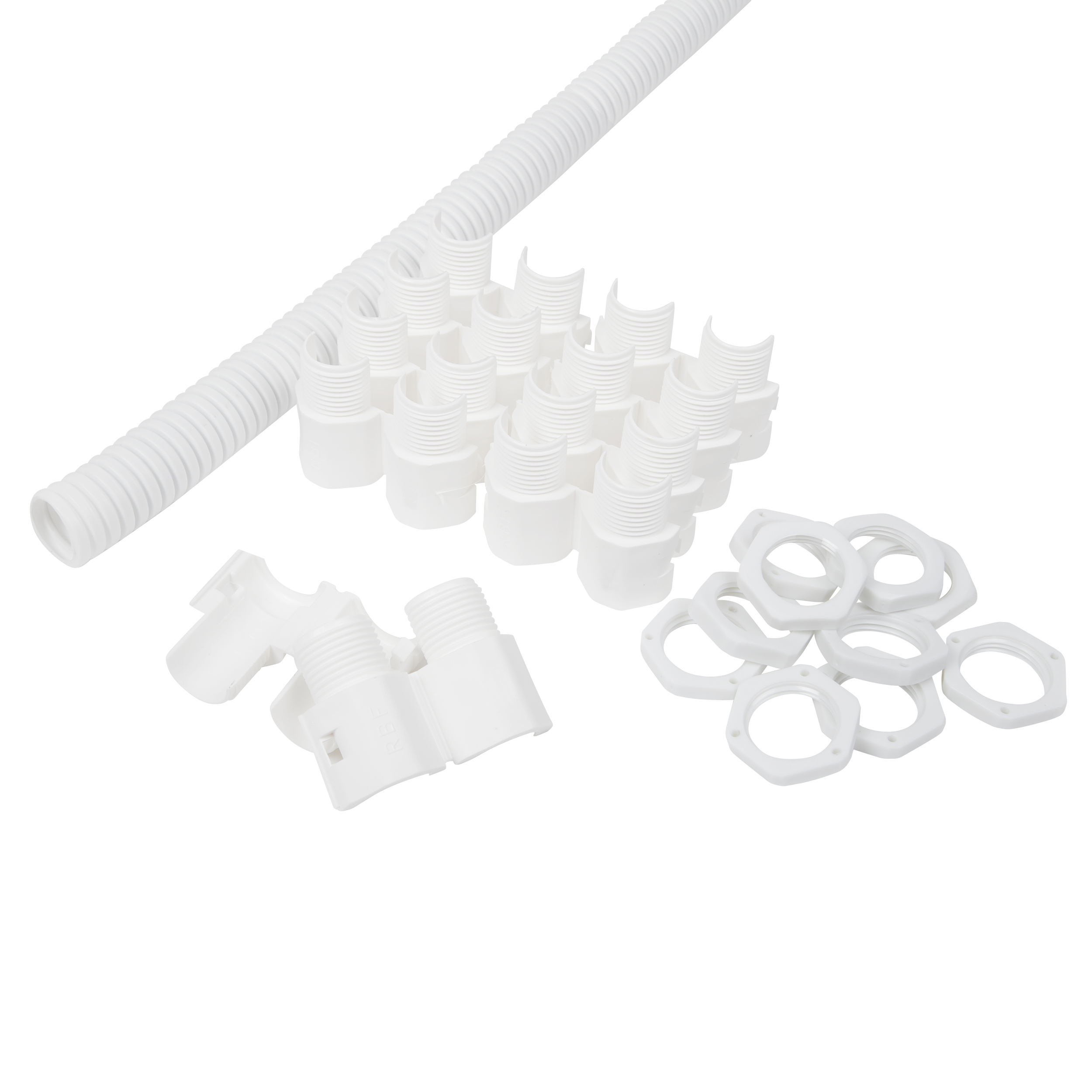 25MM FLEXIBLE CONDUIT GLAND+LOCKNUT x10 WHITE