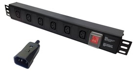 6 WAY HOR IEC C14 PLUG  PDU