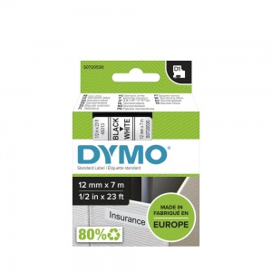 DYMO 12MM LABEL BK/WH   